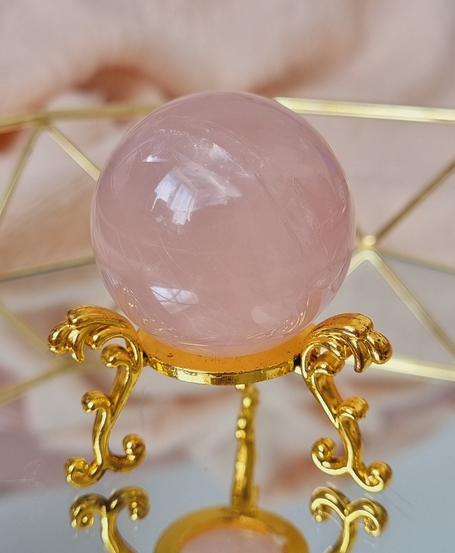 star rose quartz sphere