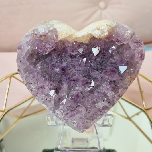 amethyst heart with calcite