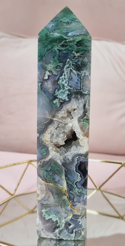 moss agate and amethyst