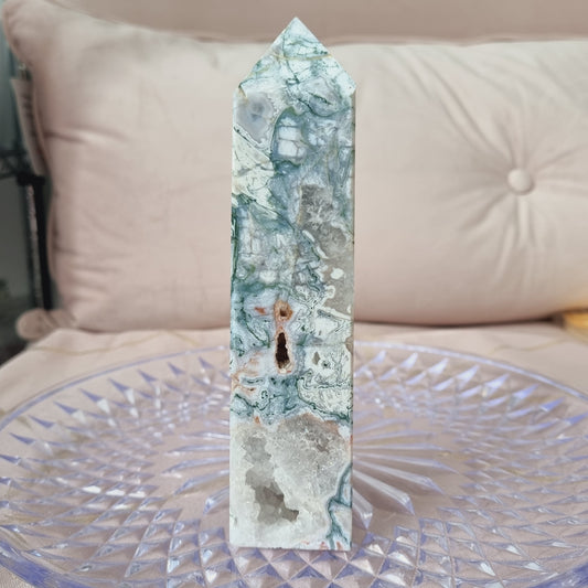 Pink Moss Agate Tower
