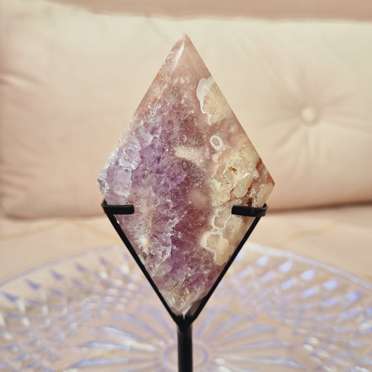 Amethyst Flower Agate Diamond on stand