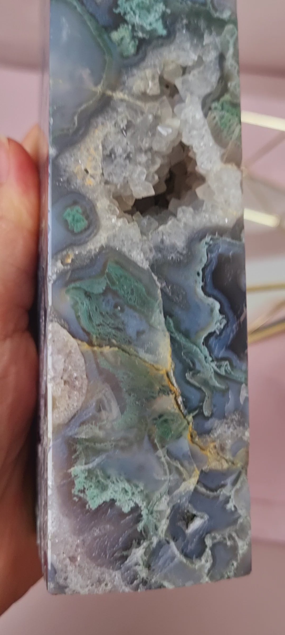 moss agate and amethyst